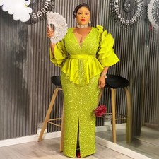 Women Evening Gown Bodycon Formal Prom Dress Lady African Dashiki Kaftan Maxi