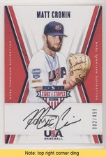 2019 USA Baseball Stars & Stripes Black Ink 2/499 Matt Cronin Auto READ 0f8