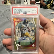 2021 Panini Absolute Najee Harris Red Spectrum Autograph /75 PSA 8 Steelers