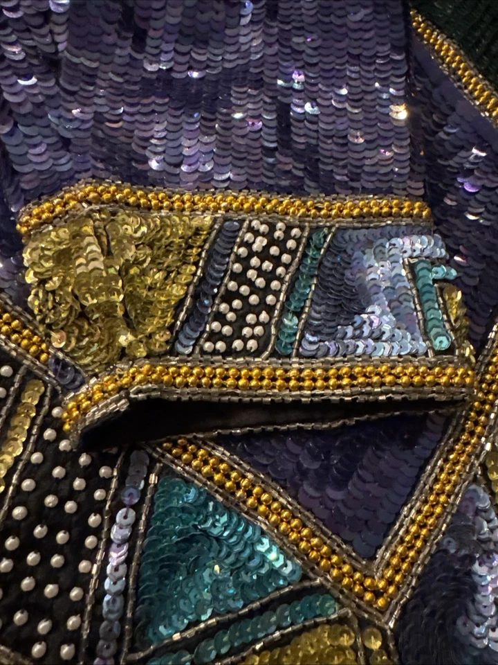 Blazer Laurence Kozar Lentejuelas Usable Art Deco Vintage Chaqueta Años 80’s Mujer’s Talla L Foto 3 de 4