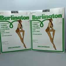 2 - VTG Nos Burlington Tummy Hip Control Top Pantyhose - Tan 719 Size Small