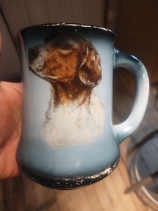 Antique Spaniel hunting dog mug