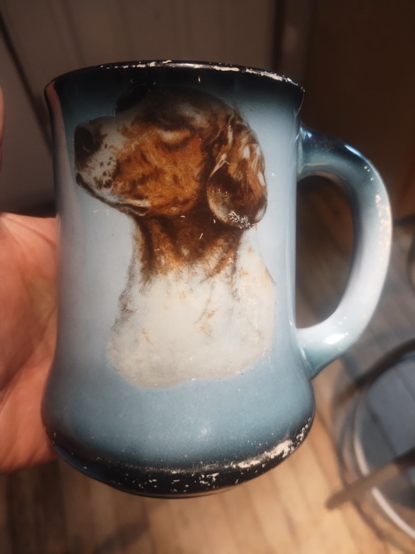 Antique Spaniel hunting dog mug