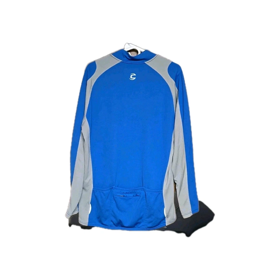 Cannondale Cycling Jacket Longsleeve Gray/Blue 3/4" Zip Back Pockets Mens Lg - Image 2 of 4