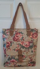 Kangol Oil Cloth Bag, Front Pocket, Handles, Floral. *See Photos Mark On Handle.