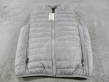Alpine Swiss Clark Vest Mens Medium Gray Puffer Quilted Zip Front Lightweight