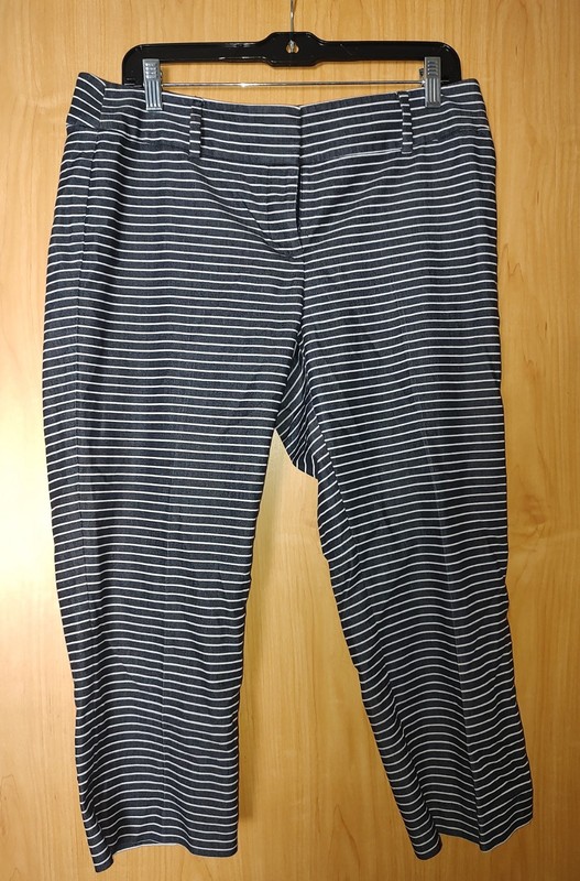 Ann Taylor Loft Black And White Striped Cropped Pants Size 10