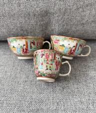 Three Chinese Familie Rose Mandarin Cups, Late Qing Period