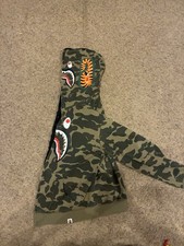 Bape A Bathing Ape Shark Full Zip Hoodie Size Medium WGM Half Camo NO ZIPPER