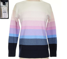 NWT TALBOTS PLUS SPRING WHITE PINK PURPLE BLUES STRIPED PULLOVER SWEATER TOP 3X