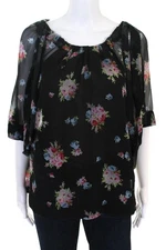 Ella Moss Womens	Bouquet Floral Print Top	Black Multi Colored Size Small 1074642