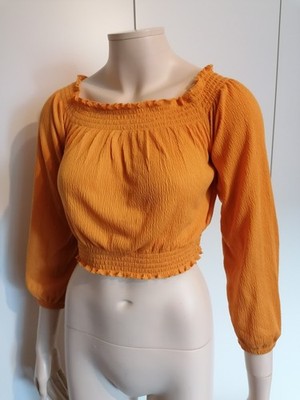 Crop Top Cut Out Basic Oberteil Boho S 36 M 38 Mangogold Gothic Emo Scene Shirt