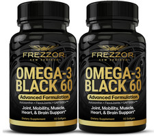 FREZZOR Omega 3 Black Green Lipped Mussel Oil Capsules - 2 Bottles, 120 Count