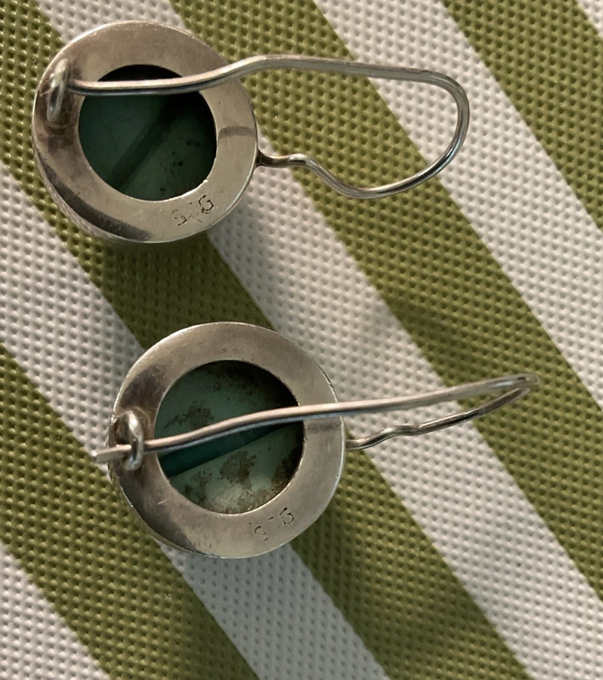 Juego de pulsera y pendientes cabujón turquesa y plata de ley 42,57 gramos Foto 3 de 4