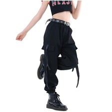Kids Cargo Pants Trousers Jogger with Pockets for Girls Street Hip Hop Dance ...