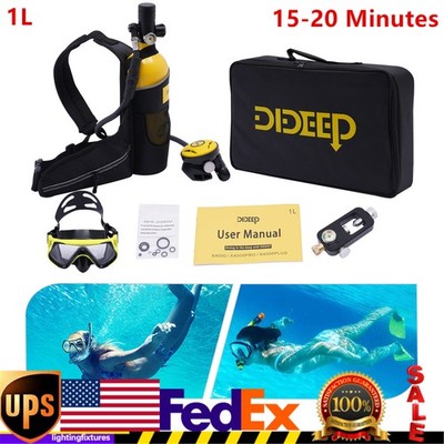1L Mini Scuba Diving Equipment Kit Underwater Breath Oxygen Tank 15-20 Minutes