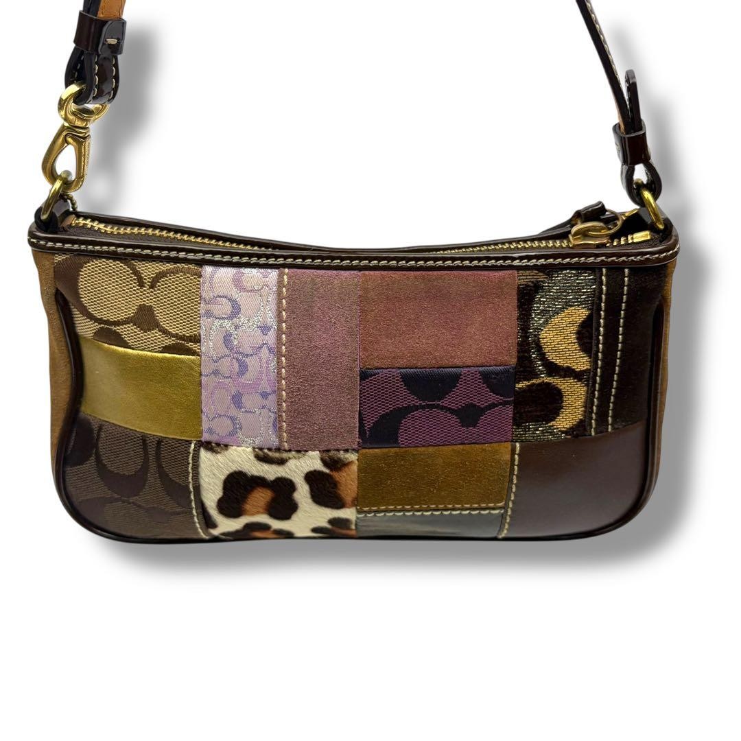 COACH Patchwork All-Over Pattern Leather Handbag … - image 7