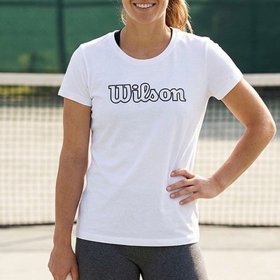 Wilson Women's Script Eco Cotton Tennis T-Shirt - White - Size XL