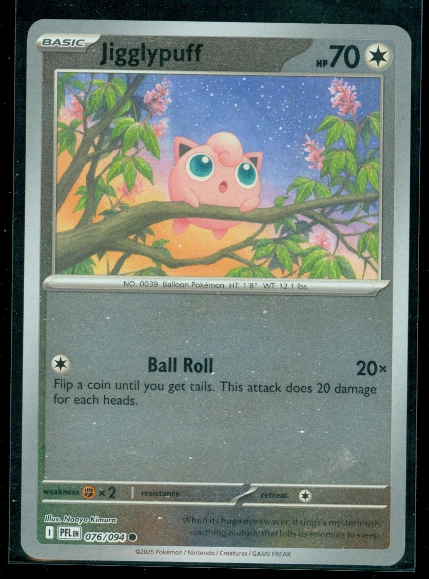 Pokemon JIGGLYPUFF 076/094 - Phantasmal Flames - Rev Holo - MINT