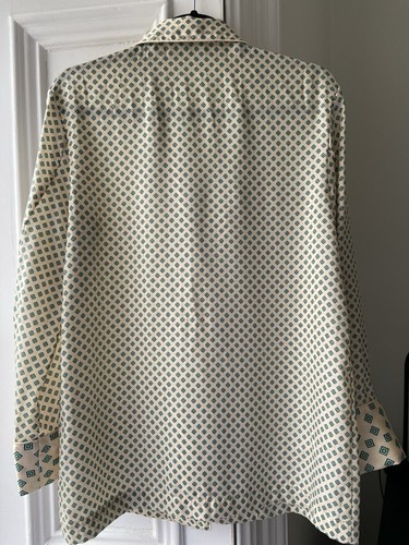 Zara Geometric Print Satin Blouse & Wide Leg Pyjama Trousers Co-Ord Size XS EUC - Picture 5 of 22
