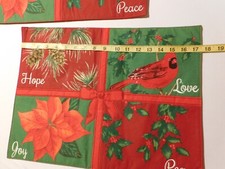 Christmas Winter Holiday Placemats Set Of 6 Cardinal Pinecone Holly Poinsettia