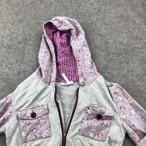 Matilda Jane Jacket Girls 14 Pink Gray Floral Pockets Long Sleeve Full Zip - Picture 4 of 8