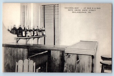 Philadelphia Pennsylvania PA Postcard Chicken Bar At Bar B Q Bar Interior Scene