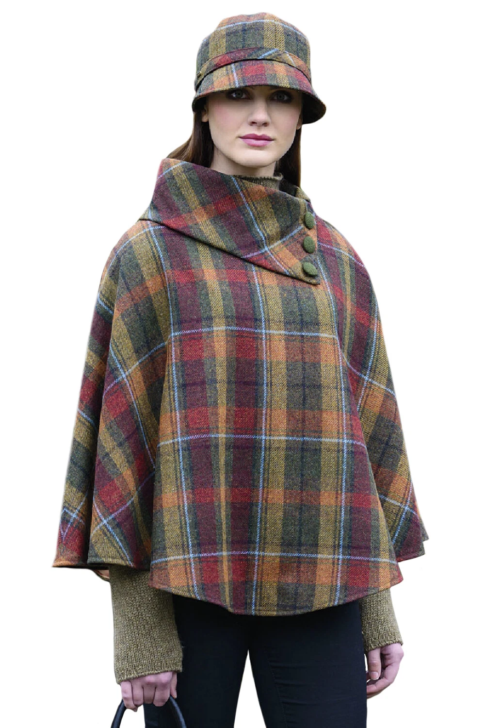 Mucros Weavers Irish Plaid Poncho Women's 100% Irish Wool Made in Ireland