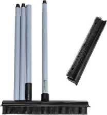 Pet Hair Broom With Rubber Broom Head & Squeegee - Adjustable To 5ft