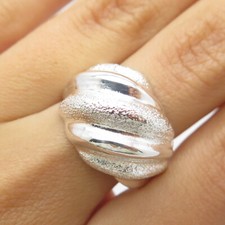 925 Sterling Silver Vintage Textured Ribbed Ring Size 8