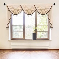 ELKCA Thick Chenille Window Curtains Valance for Living Room, Beige Valance with