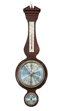 Vintage Airguide Mahogany Banjo Barometer USA Chicago Weather Station 20”