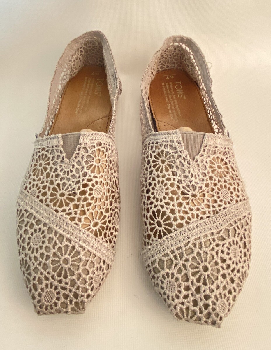 Toms Lace Shoes Floral Slip On Size