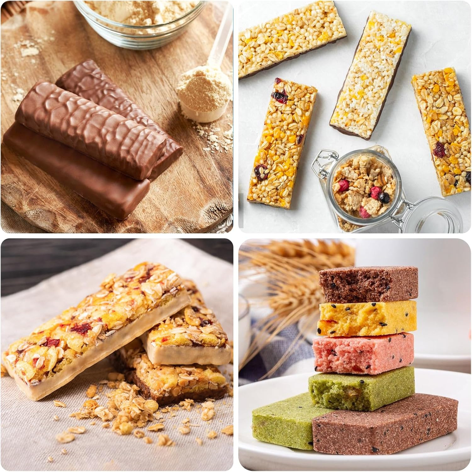 2 Pack Silicone Granola Bar Molds, 8 Cavity Rectangle Protein Bar Mold 