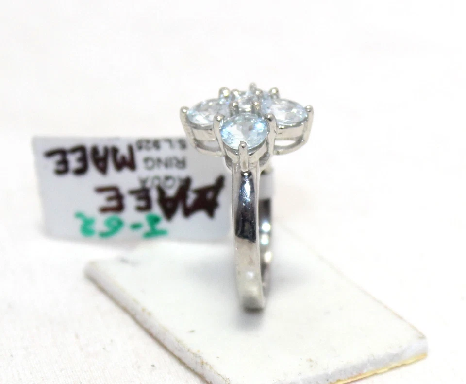 Ring 925 Sterling Silver Natural Aquamarine Gem Stone Filigree Women Gift F267 - Image 4 of 4