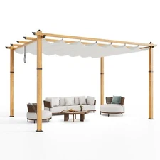 10x13 Ft Outdoor Pergola with Retractable Canopy for Patios Gardens Backyard 