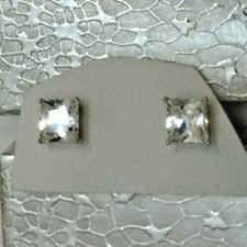25 CTTW Princess Cut LabCreated White Sapphire Stud Earrings in Sterling Silver