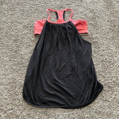 LULULEMON Tuck Me In Tank Top Black Pink Very Light Flare size 8 Gym Yoga