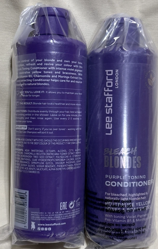 Champú tonificante Lee Stafford Bleach Blondes púrpura semanal tonificación violeta 16,9 oz X2 Foto 3 de 4