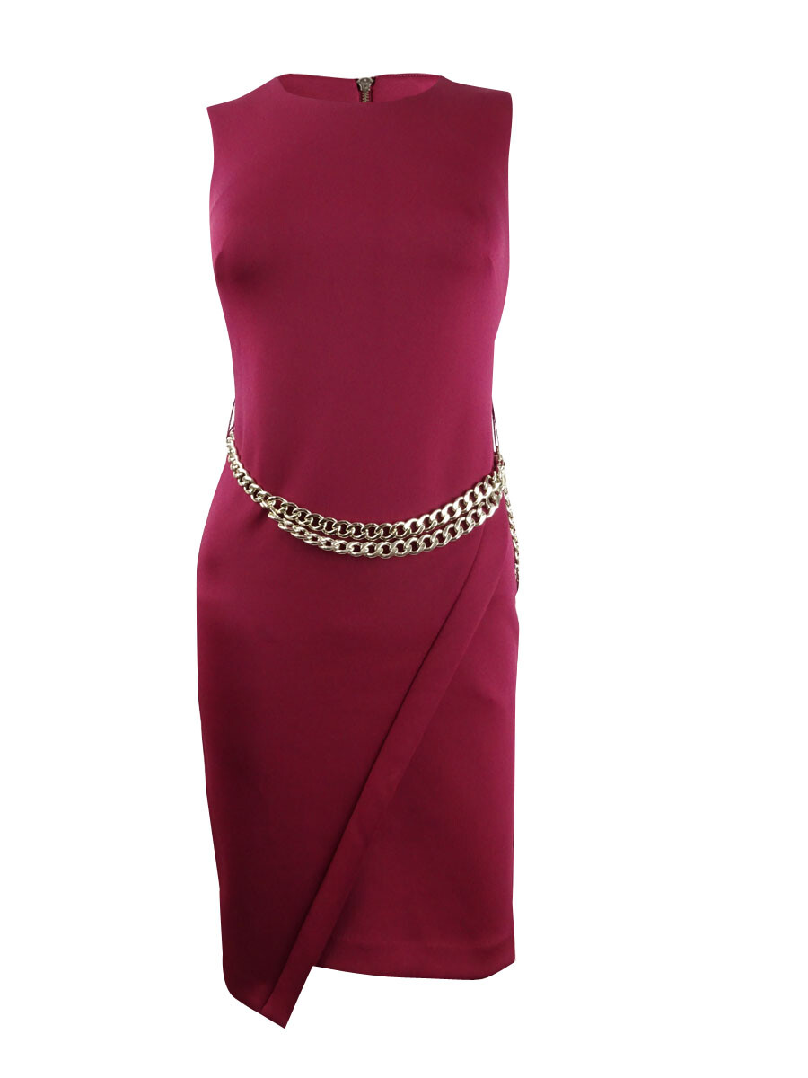 Tommy Hilfiger Women's Petite Chain-Belt Sheath Dress