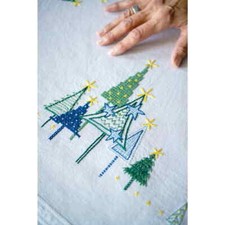 Vervaco Nappe Point de Croix Set "Pins modernes", dessin à broder, 80x80cm