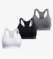 PUMA Ladies' Sports Bra 3 Pack Athletic Wear Large Impact - E41