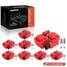 A-Premium 8x Red Ignition Coil & 16x Double Iridium Spark Plug for Mercedes-Benz