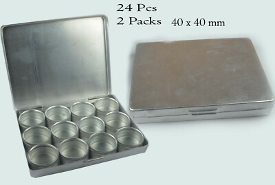 2er Pack Put Box 24 Stück / 40 mm Aluminium Glas mit Glasdeckel Set Big Size