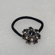 Vintage Black Rhinestone Hair Ponytail Elastic Holder