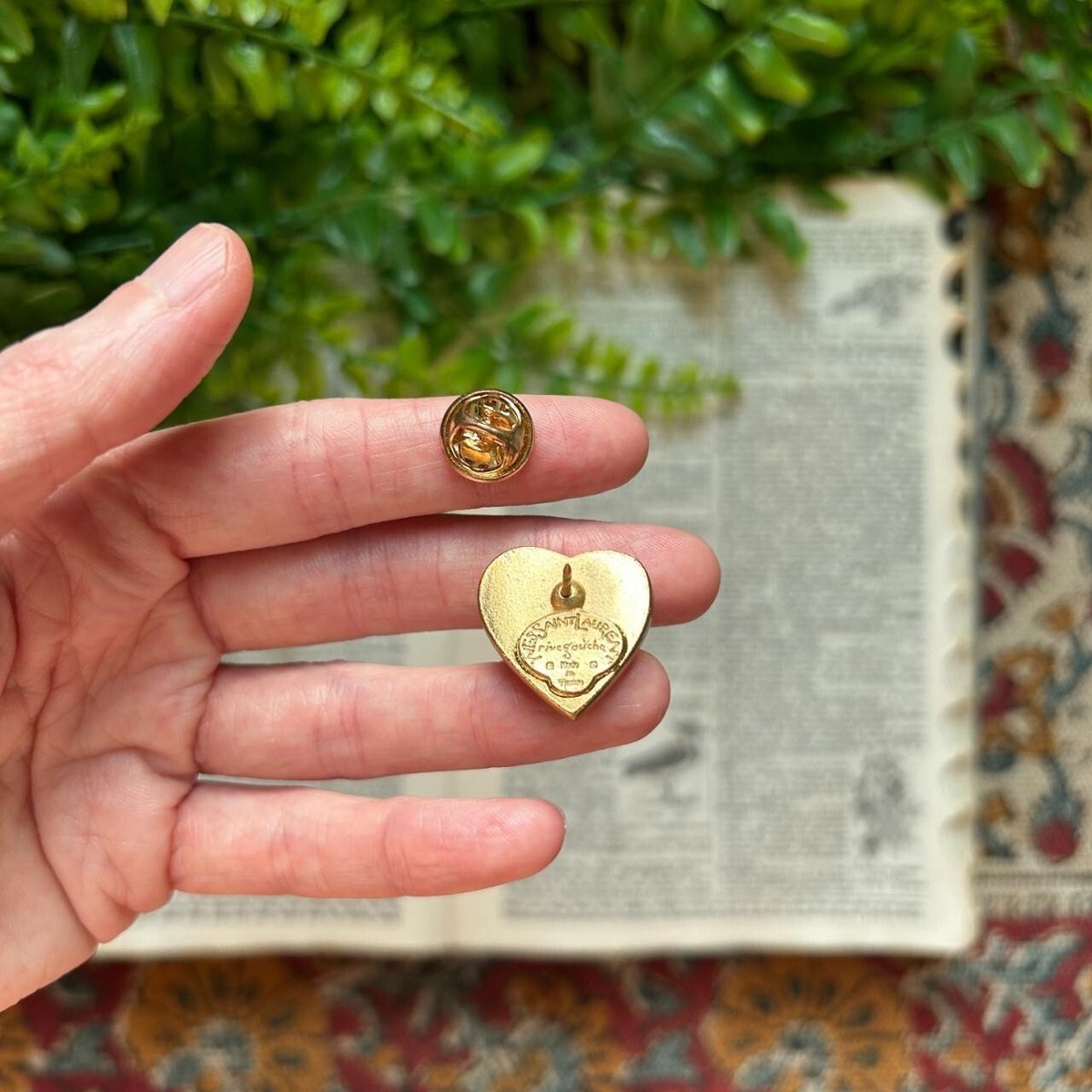 Rare Vintage Yves Saint Laurent YSL Rive Gauche Gold Plated Lucite