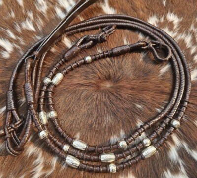 Romel Reins - Silver Ferrule Show Ring - Dark Oil - Hand Braided