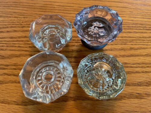 4 boutons de porte vintage en amithyste verre cristal - Photo 1/3