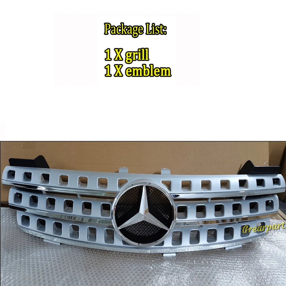 Grelha de grelha para Mercedes Benz W164 ML320 ML350 ML500 ML550 2005-2008 com emblema - Imagem 3 de 4