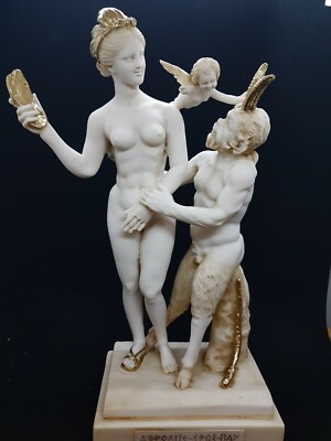 Alabaster Aphrodite, Eros, Pan griechische Mythologie Götter  (A01/14) 